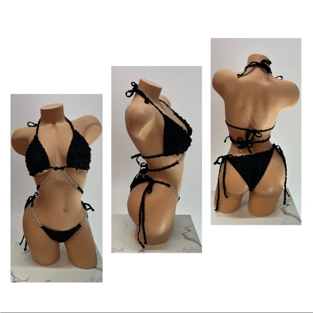 Sexy Ruffled Rhinestone String Bikini Swimwear
